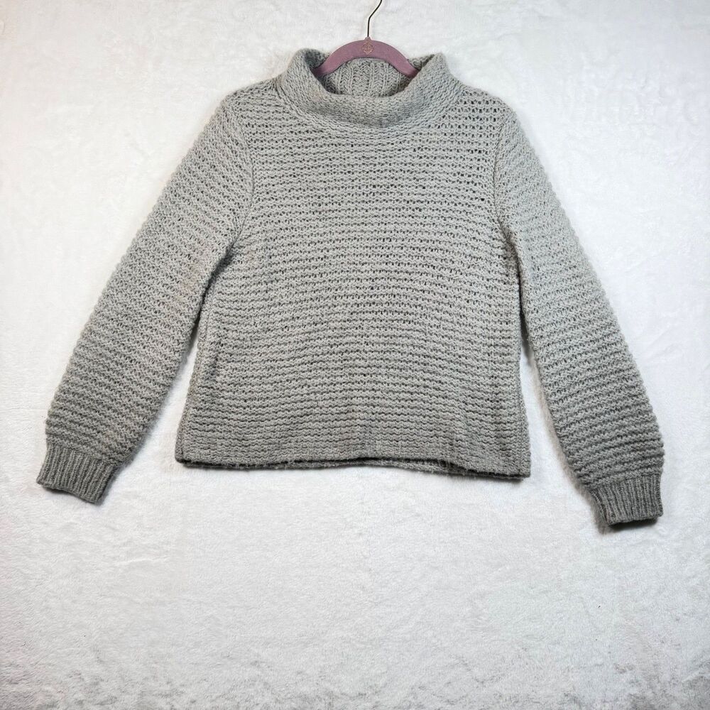 Grune Erde 100% Alpaca Wool Mock Neck Knit Sweater Gray Green S 36/38